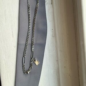 Silver Chain Necklace with Padlock Charm